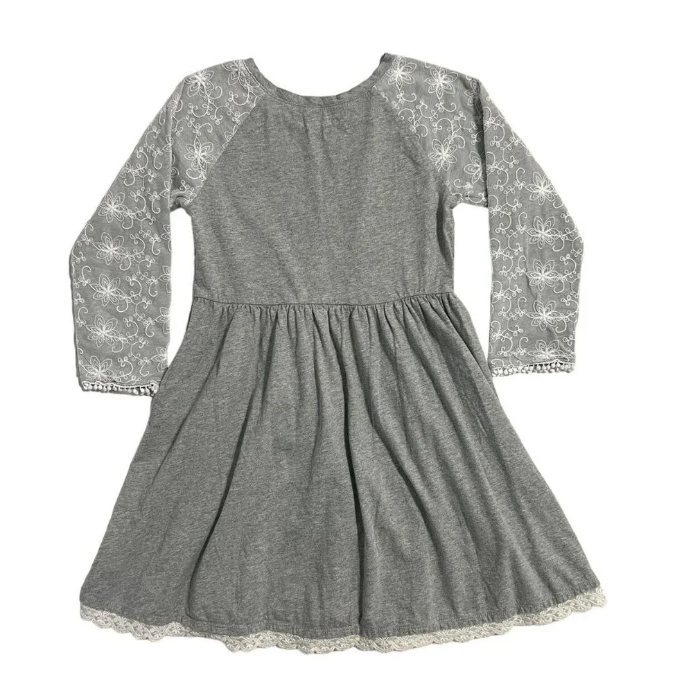 Garnet Hill Sz L (8-10Y) Grey Zoe Lace Knit Dress